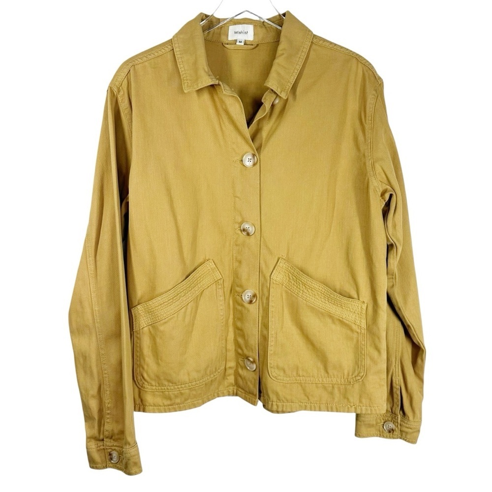 WISHLIST Mustard Tan Button Down Cotton Jacket Boxy Fit Medium